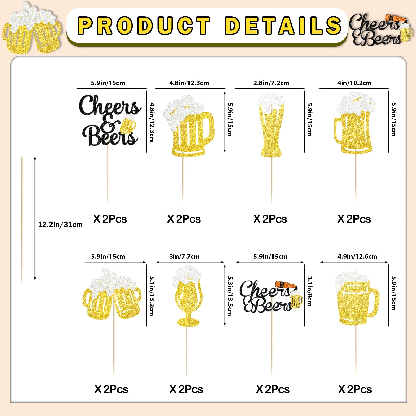 Cheers and Beers Party Decorations Beer Stick Beer Birthday Decorations Beer Party Decorations for Stock the Bar