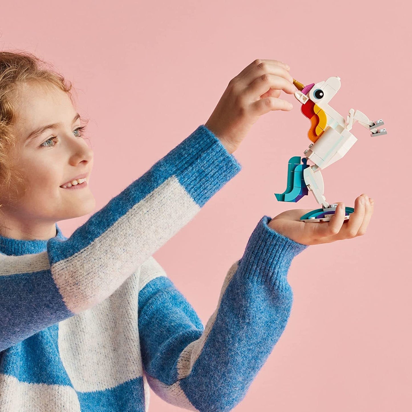 LEGO Creator 3 in 1 Magical Unicorn Toy, Transforms to Seahorse to Peacock, Rainbow Animal Figures, Unicorn Gift for Grandchildren, Girls and Boys