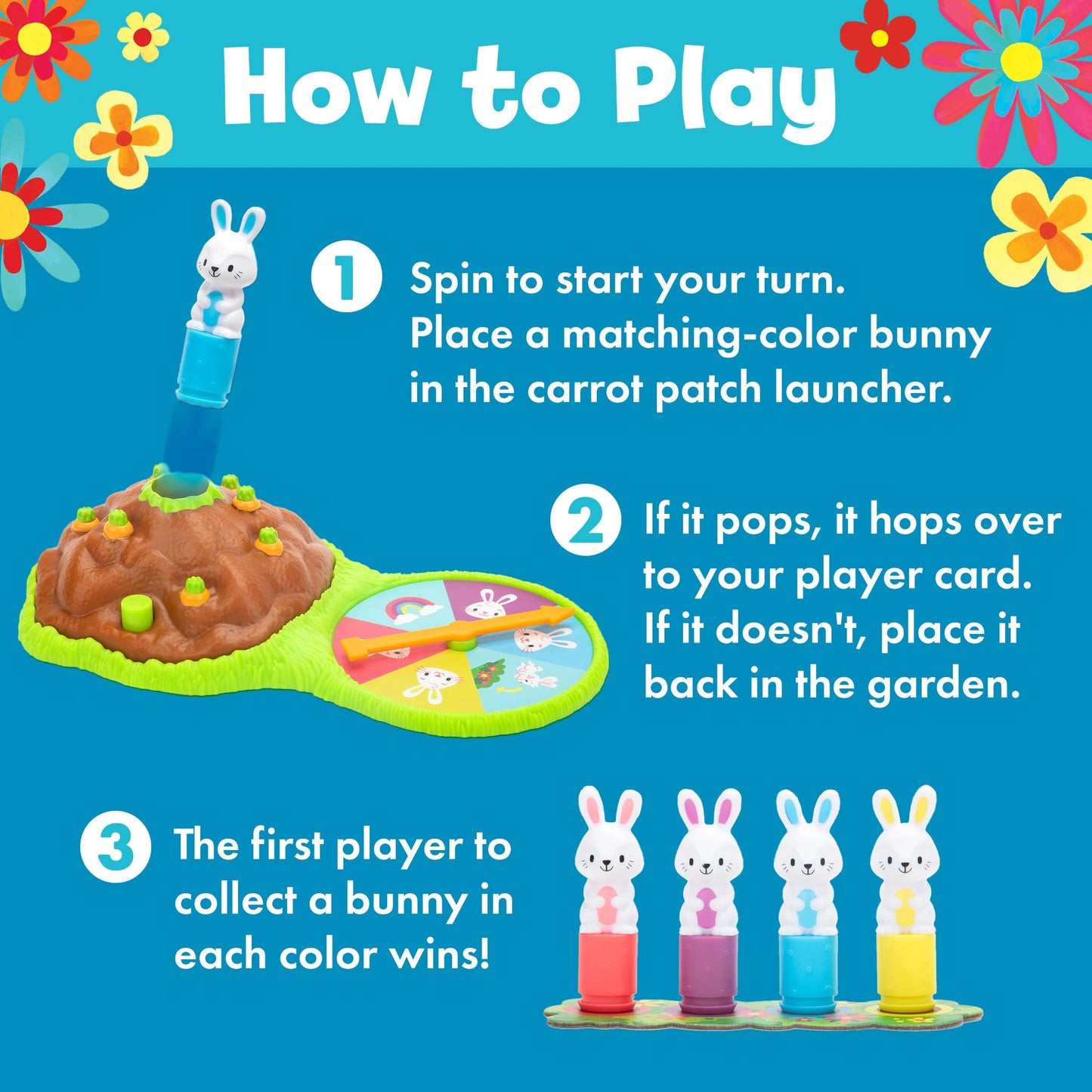 Educational Insights Pop Pop Bunny Hop - Matching Games for Toddlers 3-5, Turn-Taking Kids Games, Preschool Board Game for Kids, Skill-Building