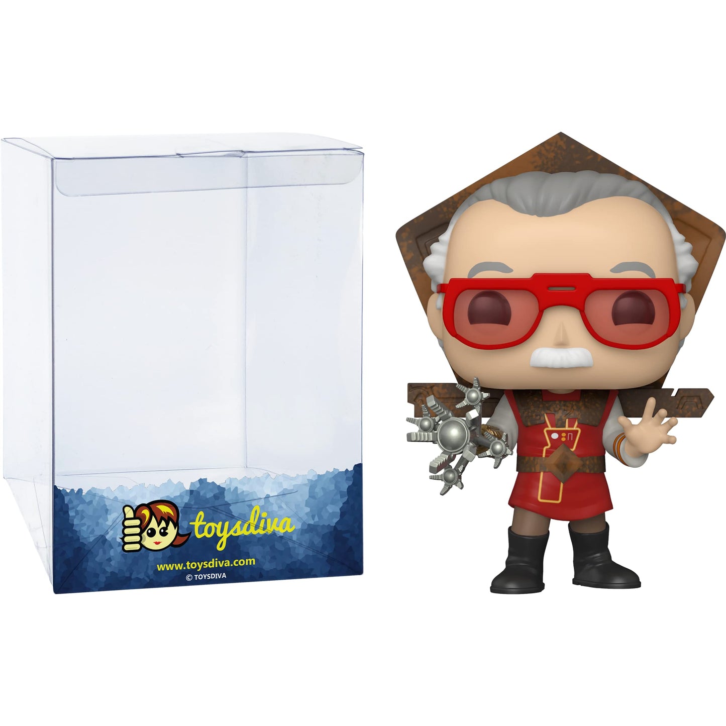 Funko Stan L e e : P o p ! Vinyl Figurine Bundle with 1 Compatible 'ToysDiva' Graphic Protector (655-48565 - B)