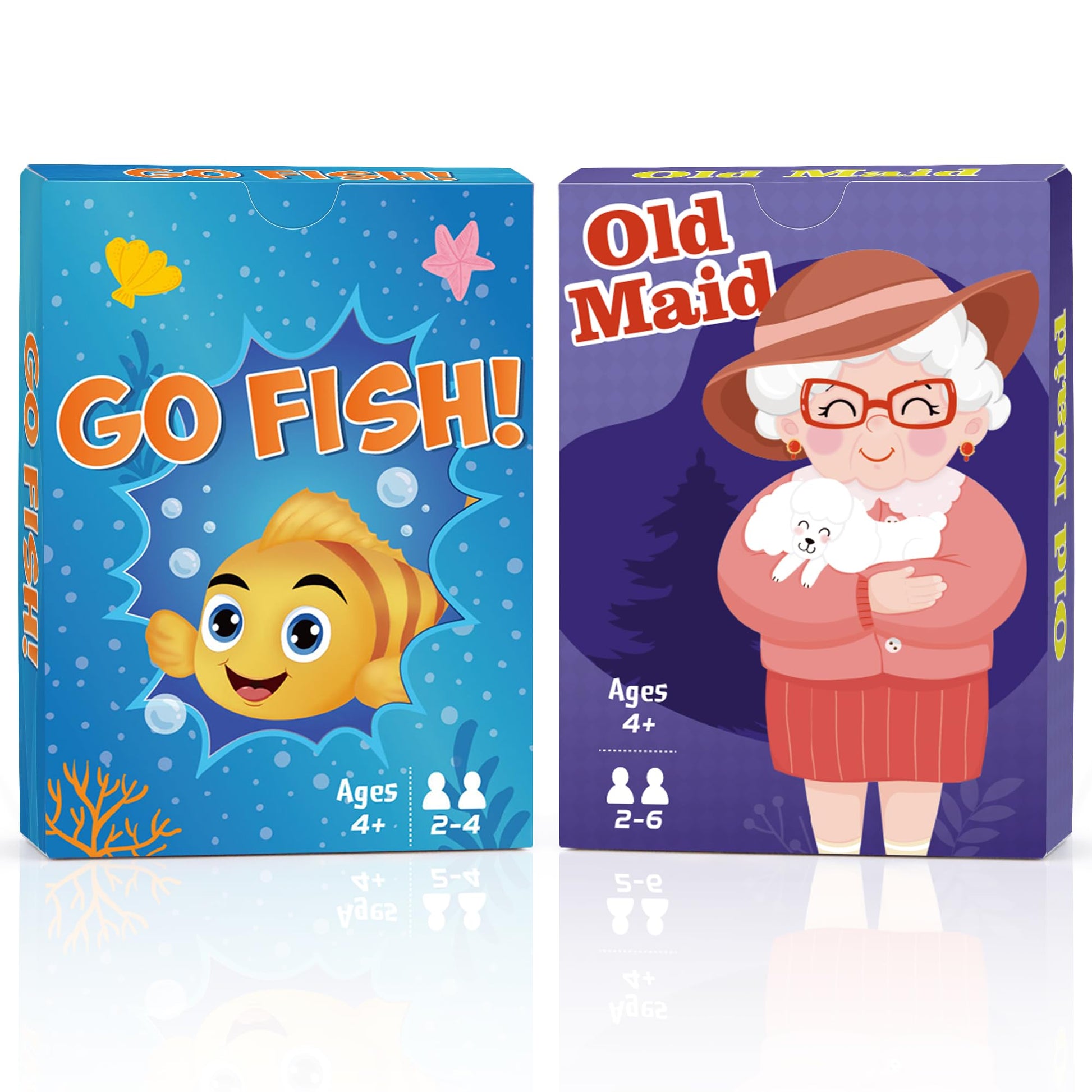 Card Games,Go Fish and Old Maid Card Game for Kids Ages 4-8,Fun Classic Interactive Games for Kids Toddlers Adults,Perfect for Stocking Stuffers