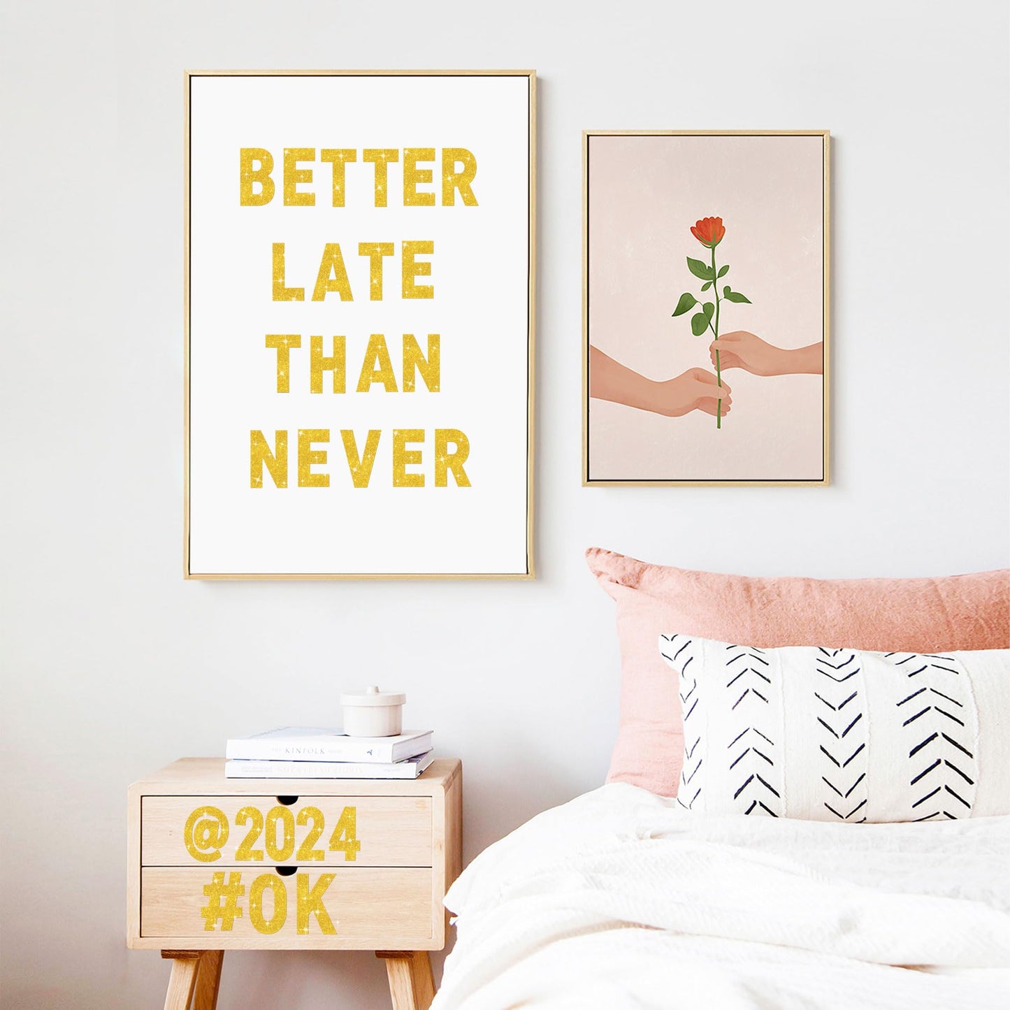 24 Sheets Large Gold Letter Stickers 4 Inch Big Font 282 Pcs Glitter Alphabet Number Stickers Self Adhesive Stick on Letters for Poster Board Bulletin