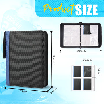 4-Pocket Card Binder, 400 Pockets Trading Card Holder with 50 Removable Sleeves, Large Capacity Waterproof Zipper Album for Collectors, Portable