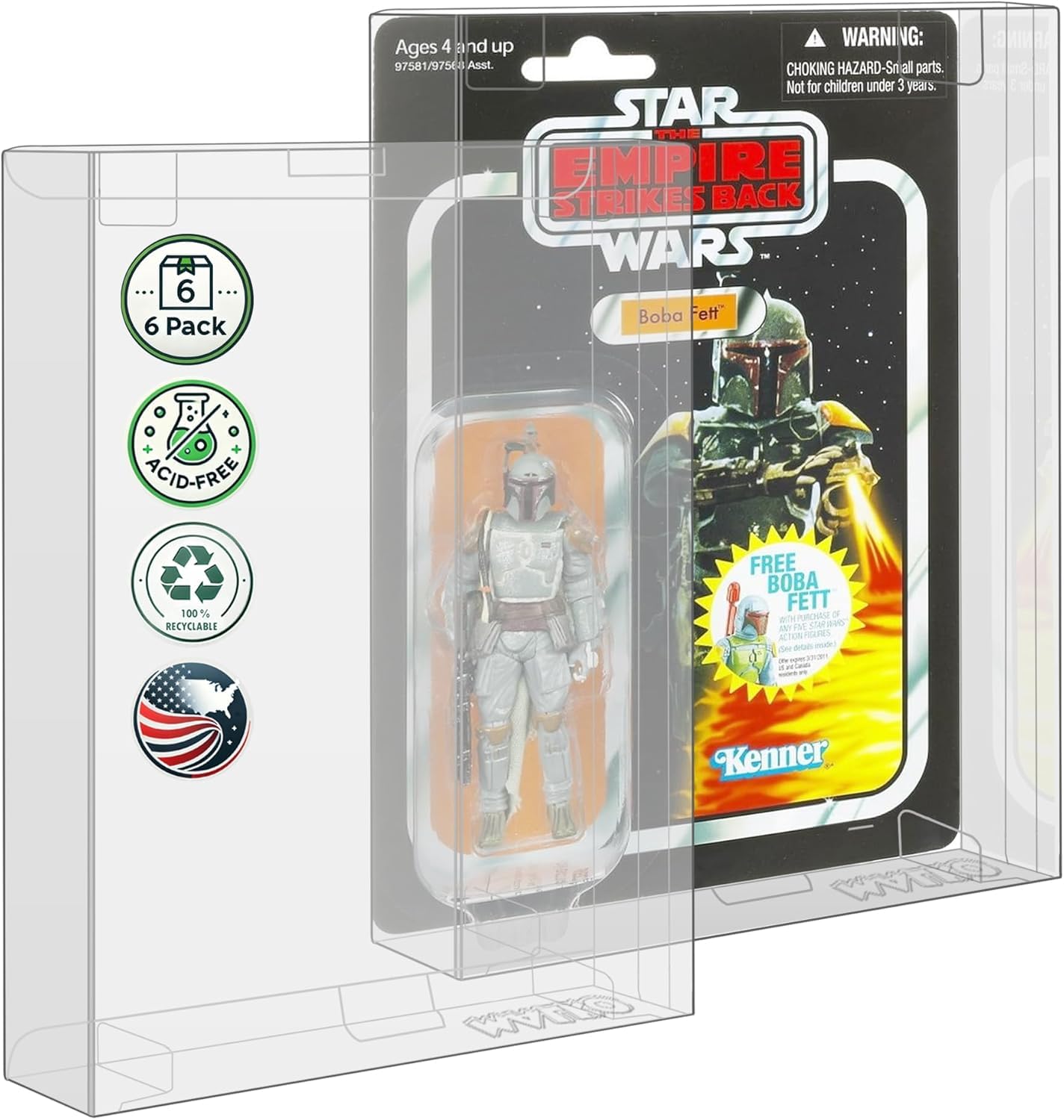 MALKO Protector Display Case for Carded 3.75 Inch Action Figures | Compatible with: Star Wars | Marvel | G.I Joe | 0.5 MM Thick Plastic (6 Pack)