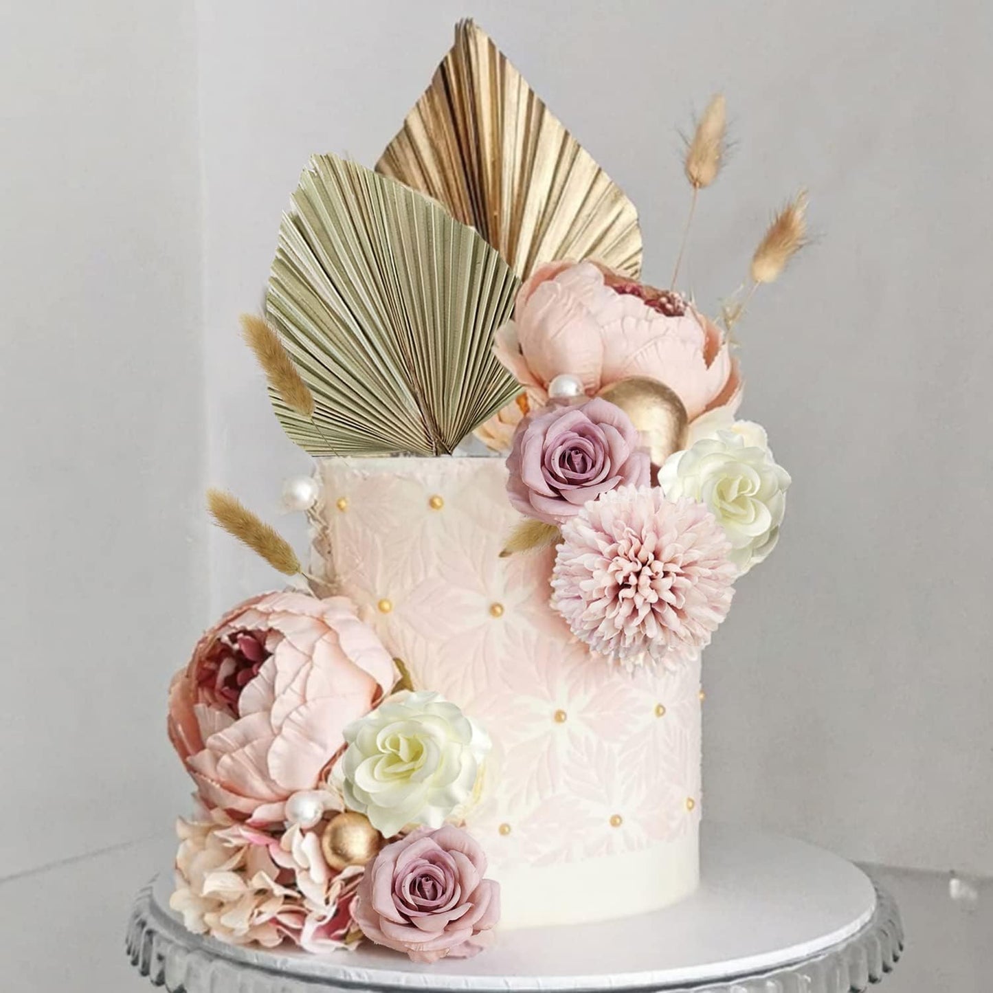Flower Cake Topper, Boho Cake Topper Artificial Flowers for Wedding Baby Shower Birthday Party Supplies (Boho)