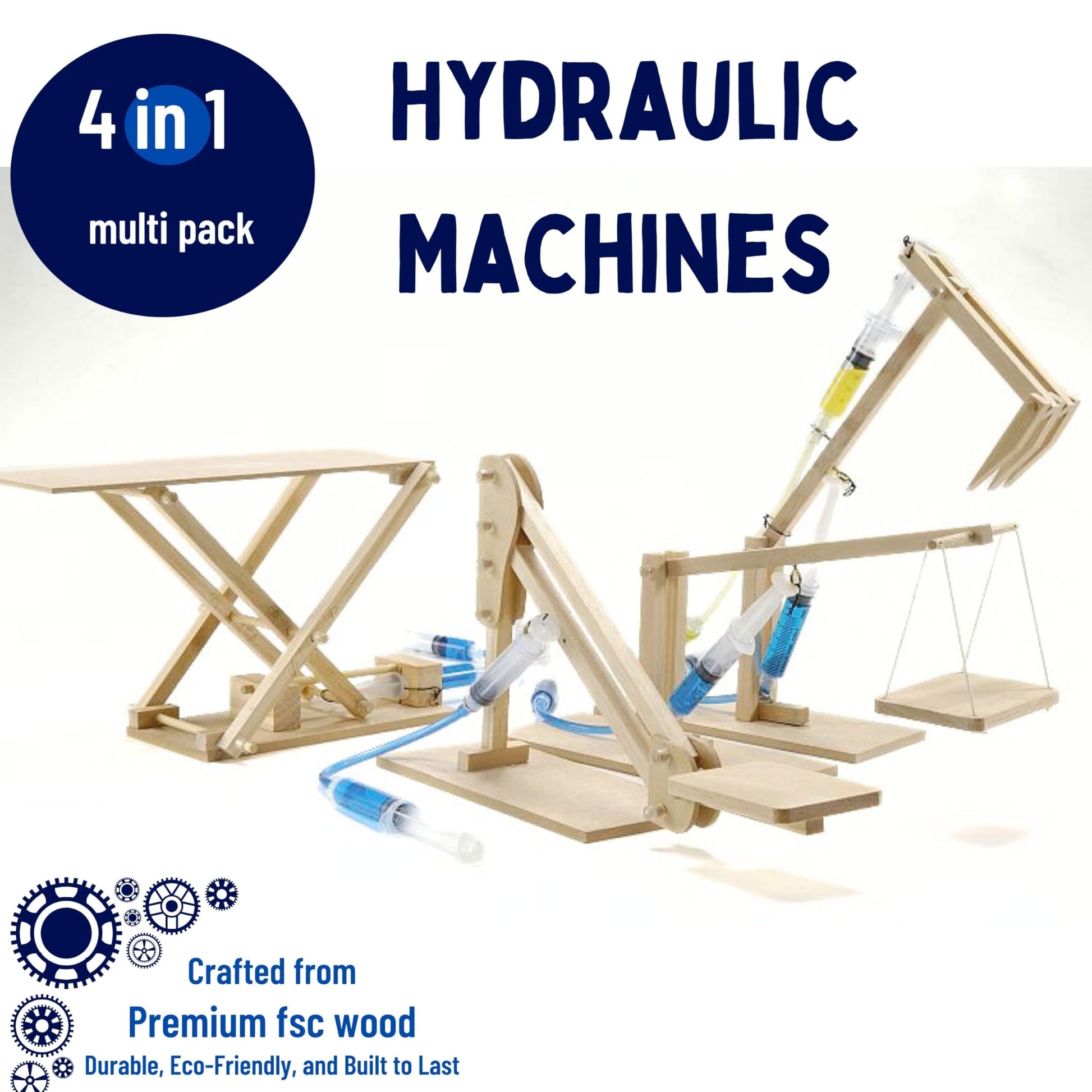PATHFINDERS STEM Kit- Hydraulics 4-in-1- Build 4 Hydraulic Machines | Engineering Model Kit for Kids 8+ | Educational Science Toy | Learn Physics