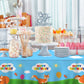 GZBJMYGS Fox Happy Birthday Tablecloth Fox Animal Party Plastic Supplies Animal Theme Baby Shower Boys Girls Blue Birthday Party Supplies Party Picnic