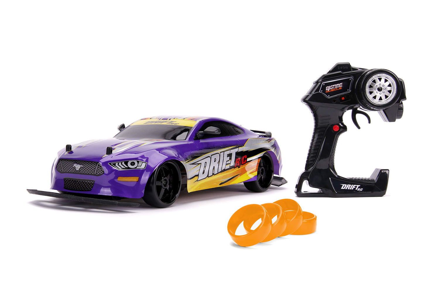Jada Toys Bigtime Muscle 1:10 2018 Ford Mustang GT Widebody Drift RC Remote Control Car 2.4 GHz, Toys for Kids and Adults