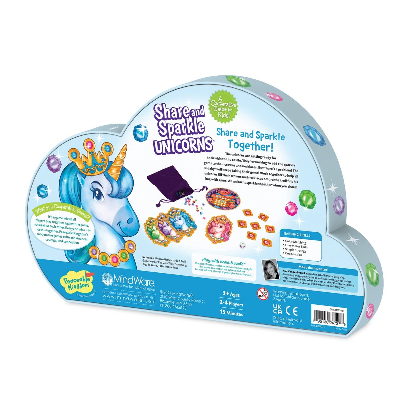 Peaceable Kingdom Share and Sparkle Unicorns Cooperative Strategy Game for Families and Kids Ages 4 & Up