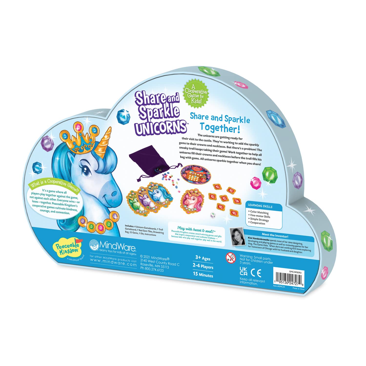 Peaceable Kingdom Share and Sparkle Unicorns Cooperative Strategy Game for Families and Kids Ages 4 & Up