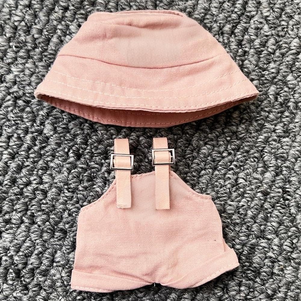17cm Doll Clothes,Clothes for Dolls Outfit,Accessories for 17cm Dolls Clothes,Hat & Overalls Set for Accessories,Cute Clothes for Dress up-No Doll