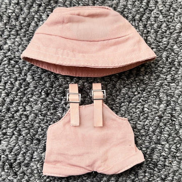 17cm Doll Clothes,Clothes for Dolls Outfit,Accessories for 17cm Dolls Clothes,Hat & Overalls Set for Accessories,Cute Clothes for Dress up-No Doll