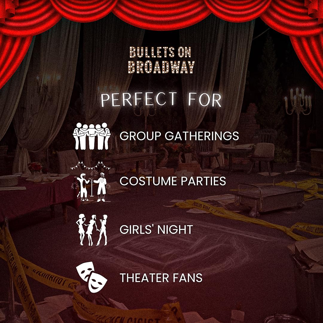 Bullets On Broadway Murder Mystery Game | Murder Mystery Dinner Party Kit | Broadway Mystery Game for Adults and Teens | Interactive Detective Dinner