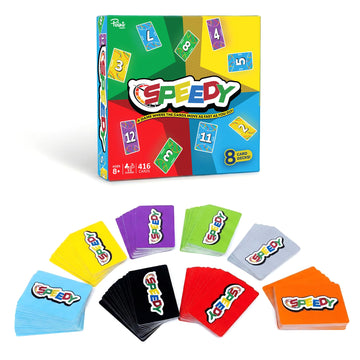 Point Games Speedy Card Game - Fast-Paced Family Party Game for Kids and Adults - 8-Player Speed & Strategy Deck - Includes 416 Cards & 8 Decks - Ages