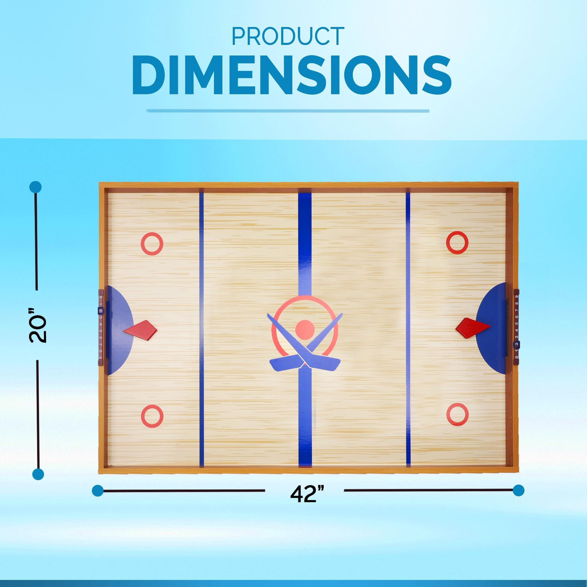 Point Games Tabletop Slap Shot Hockey Game - Super Durable Large Wooden Board With 2 Sticks and Pucks - Great Family Game for Ages 5+