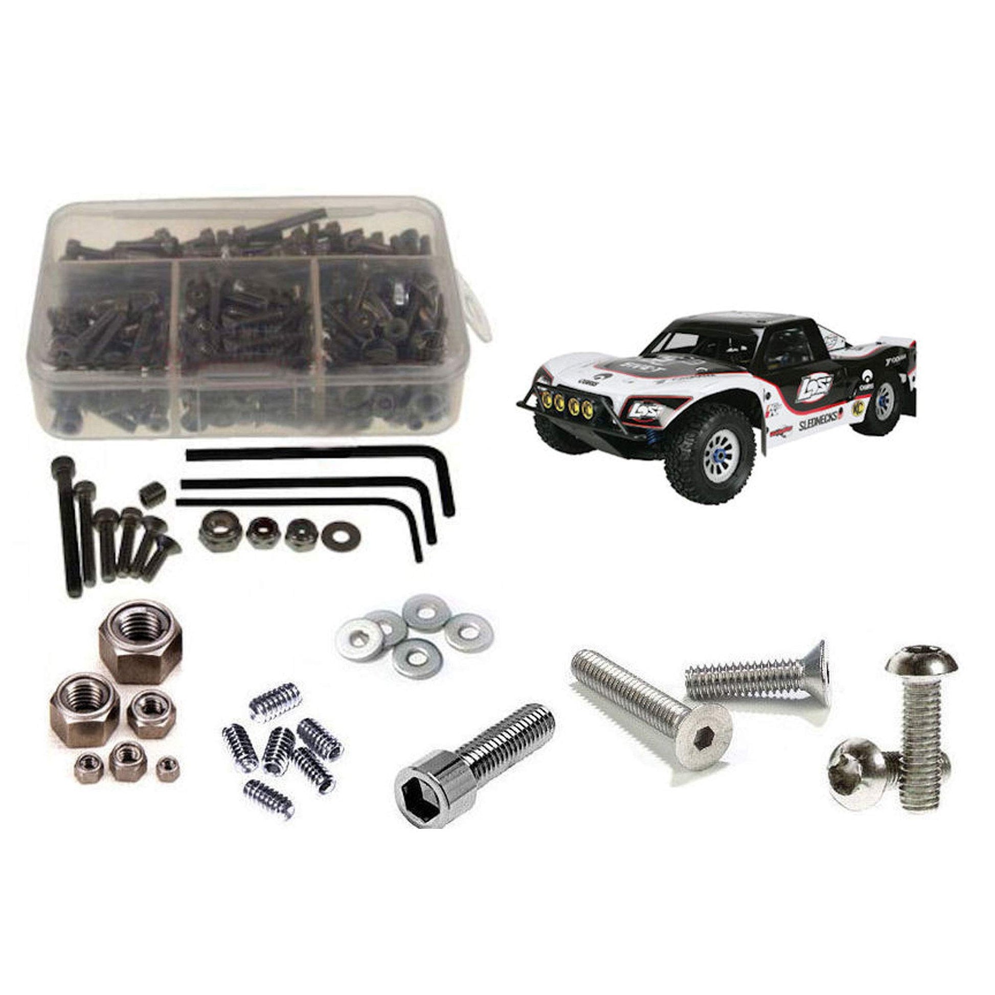 RCScrewZ Stainless Steel Screw Kit los065 compatible with Losi 5ive-T 1/5th Gas 4WD (#LOSB0019 / #LOSB0024) Roller Short Course Truck