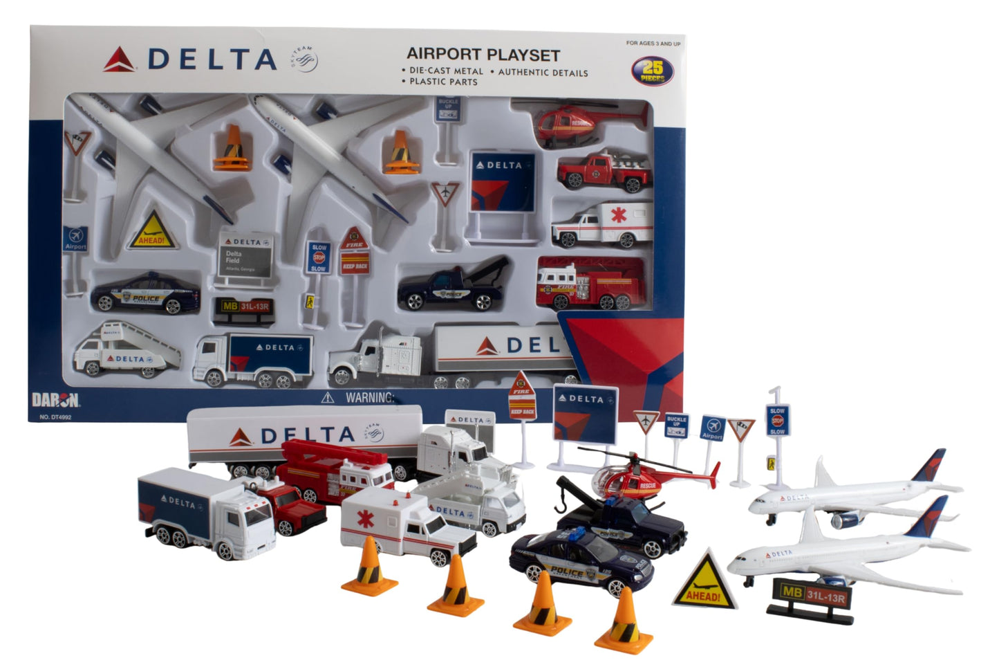 Daron Delta Airport 25-Piece Die-Cast Playset Toy Ages 3+