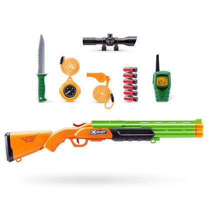 XSHOT Role Play Big Hunter by ZURU - Outdoor Explorer Role Play Kit with Non-Firing Blaster, 6 Ejecting Rounds, Knife, Walkie Talkie, Compass