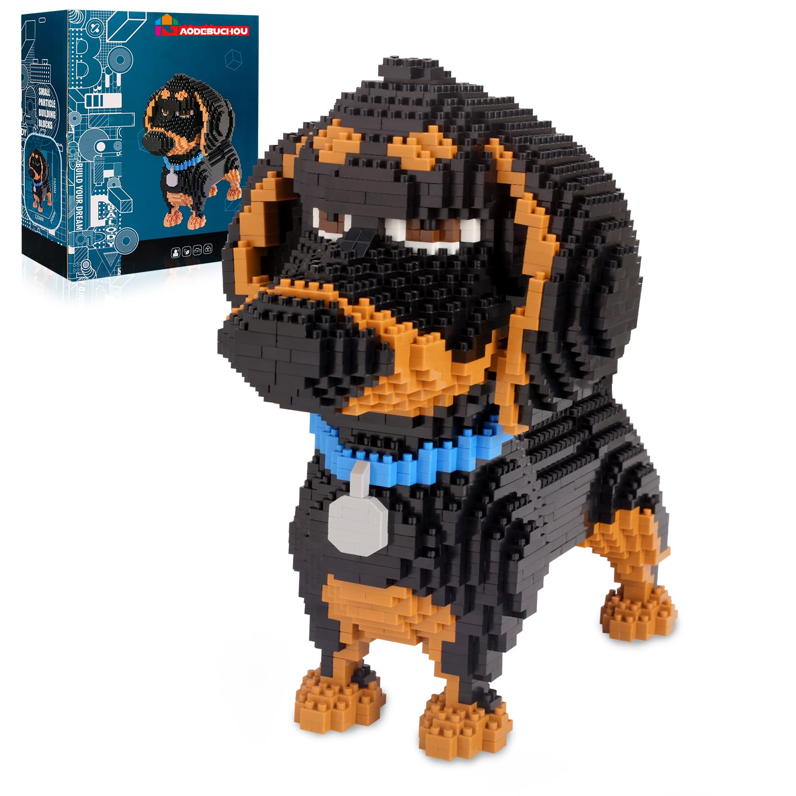 Dachshund Dog 3D Micro Puzzle Building Block Sets,2100 PCS Animals Toys Compatible with Mini Lego Sets for Boys 8-14,STEM Birthday Gift for Adults