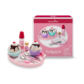American Girl Truly Me, 18-inch Doll Playset and Accessories, Sundaes for Two Set, with Metal Spoons, Ages 6+
