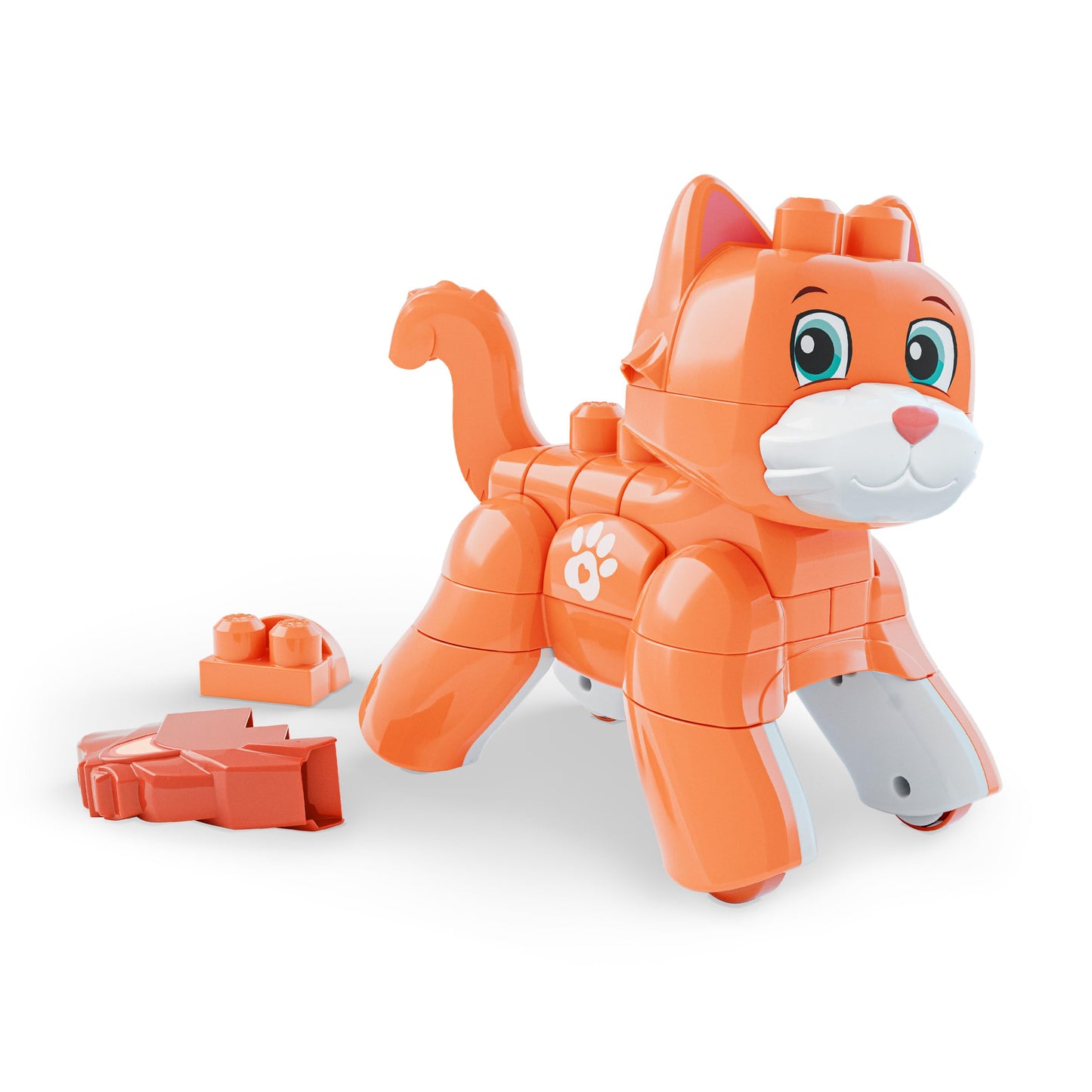 MEGA BLOKS Toddler Block Toys Set, 3 in 1 Rolling Kitten with 25 Pieces and Rolling Wheels, Fox and Lion Rebuilds, Ages 3+ Years