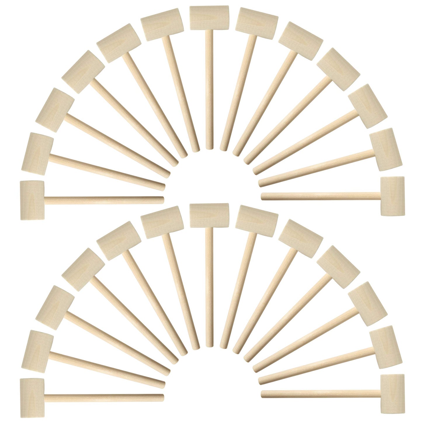 MGTECH 36 Pieces Mini Wooden Toy Hammers for Kids, Natural Wood Crab Seafood Mallets