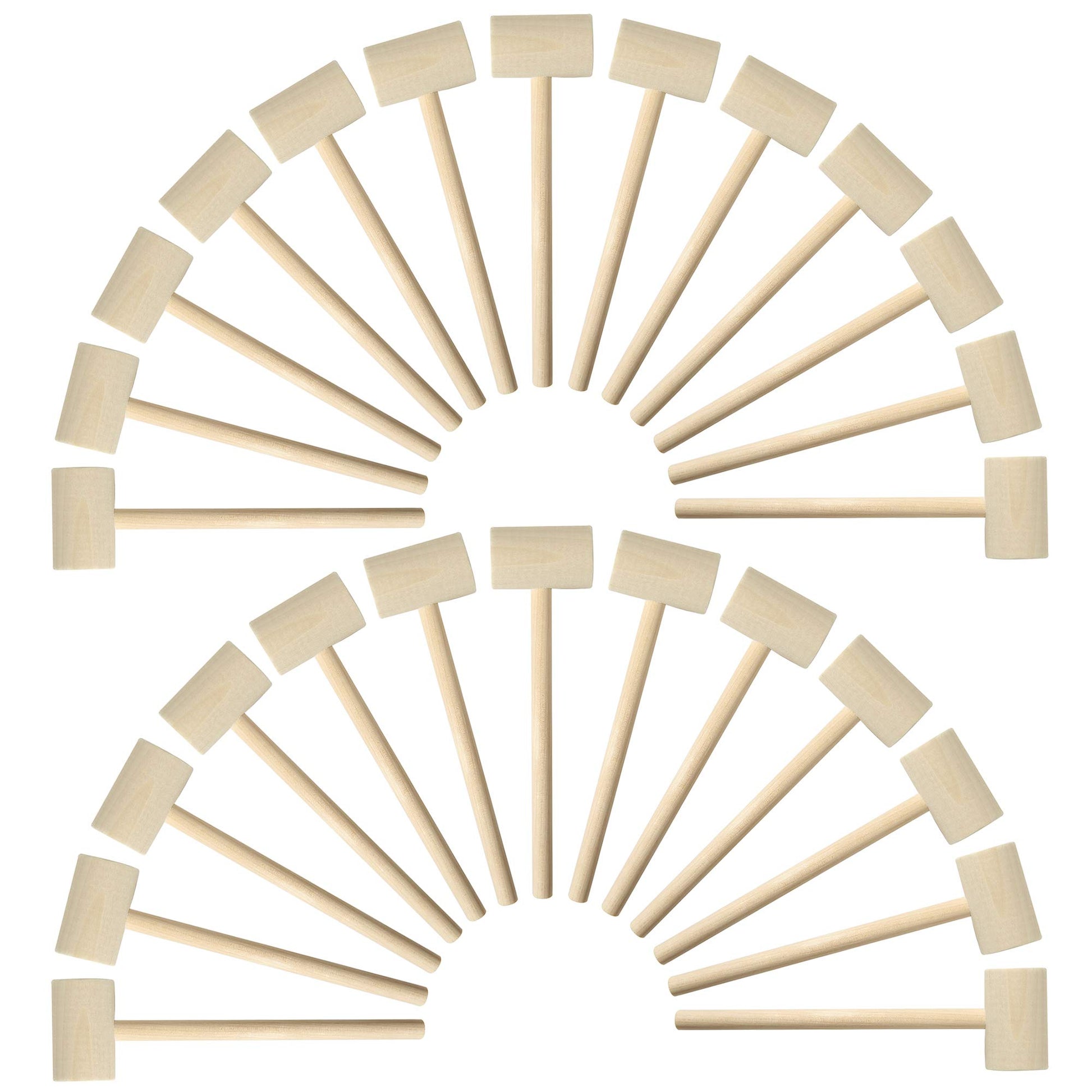 MGTECH 36 Pieces Mini Wooden Toy Hammers for Kids, Natural Wood Crab Seafood Mallets