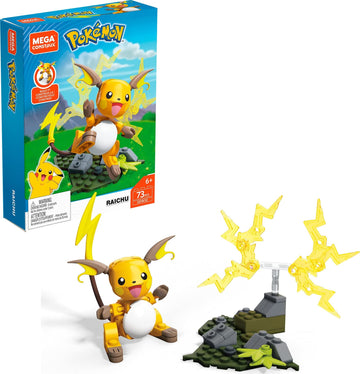 Mega Construx Pokemon Raichu Construction Set with Character Figures, Building Toys for Kids (73 Pieces)