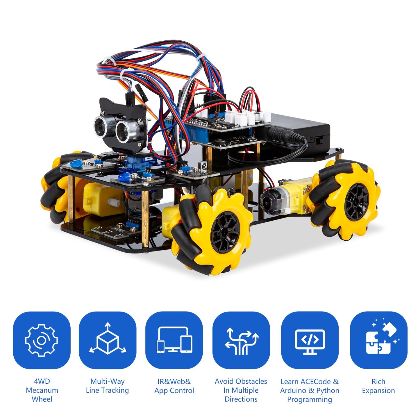ACEBOTT Smart Robot Car Kit Compatible with Arduino, Robotics for Kids Ages 8-12 12-16, Electronic Programming Project/STEM Science Kits Coding Gifts