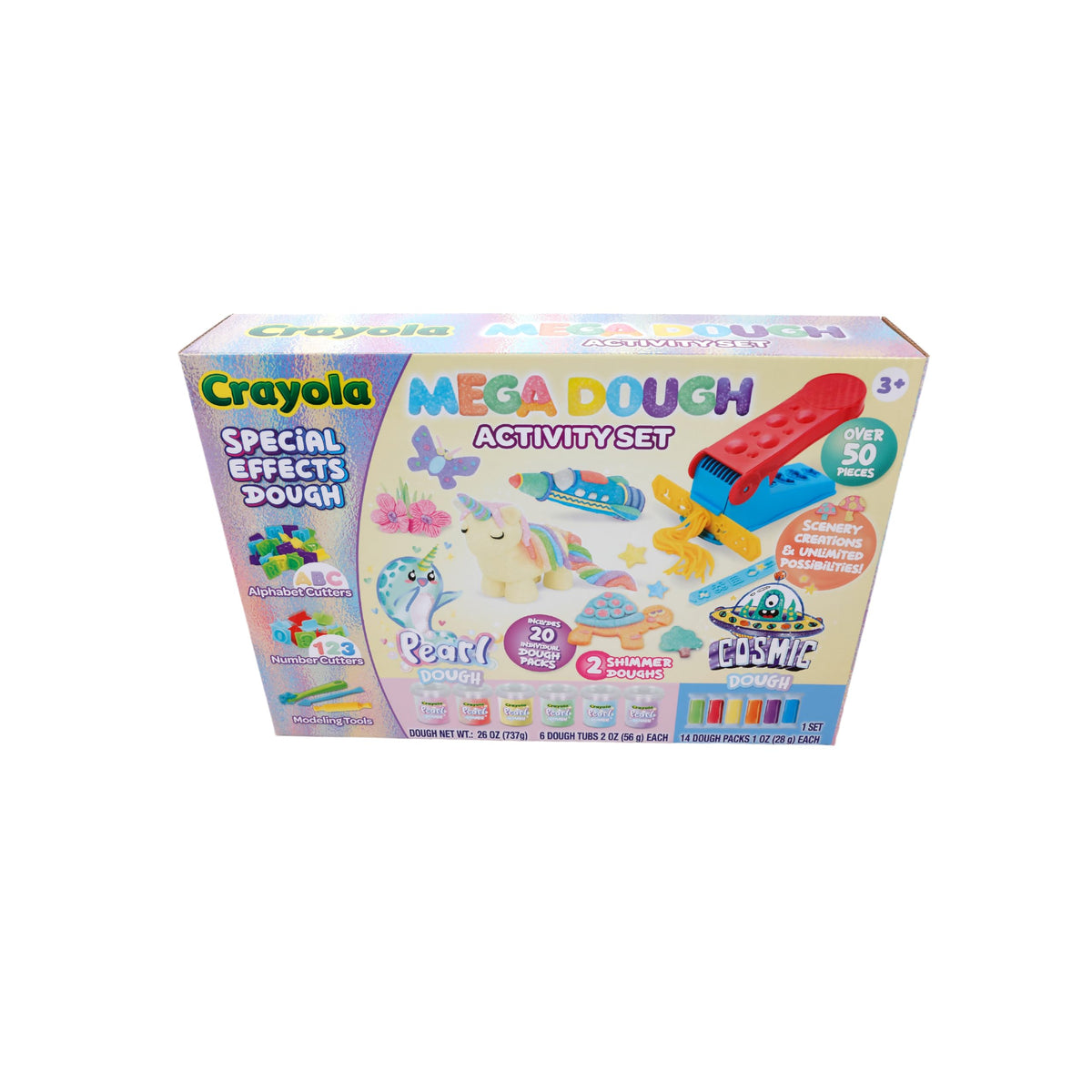 Crayola Silly Scents Mega Dough Activity Kit - Fidget Toys & Sensory Toys for Kids - 50+ Pieces Including Scented Dough, Alphabet & Number Cutters -