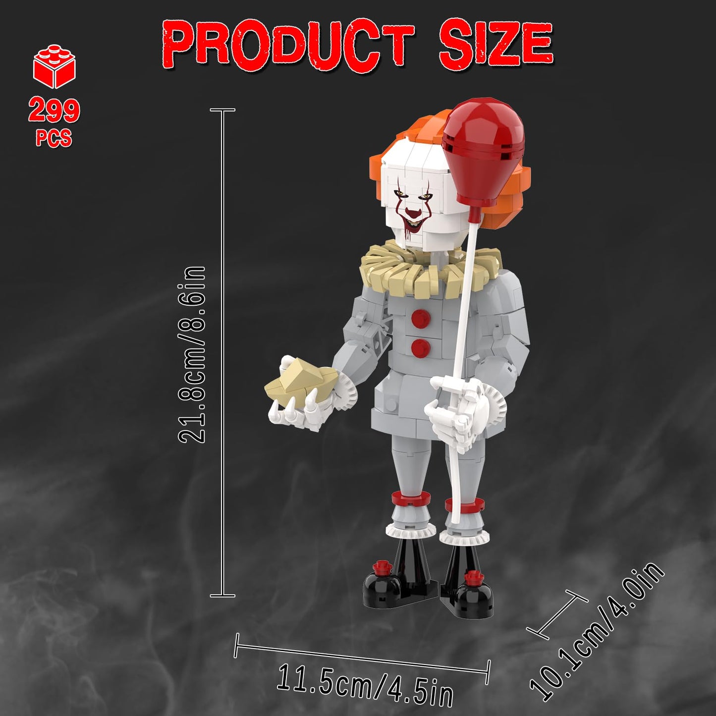 aphpaio Pennywise Clown Building Set, Horror IT Movie Merchandise Figure Building Kit, Creative Halloween Collectible Birthday Gift for Kids Teens
