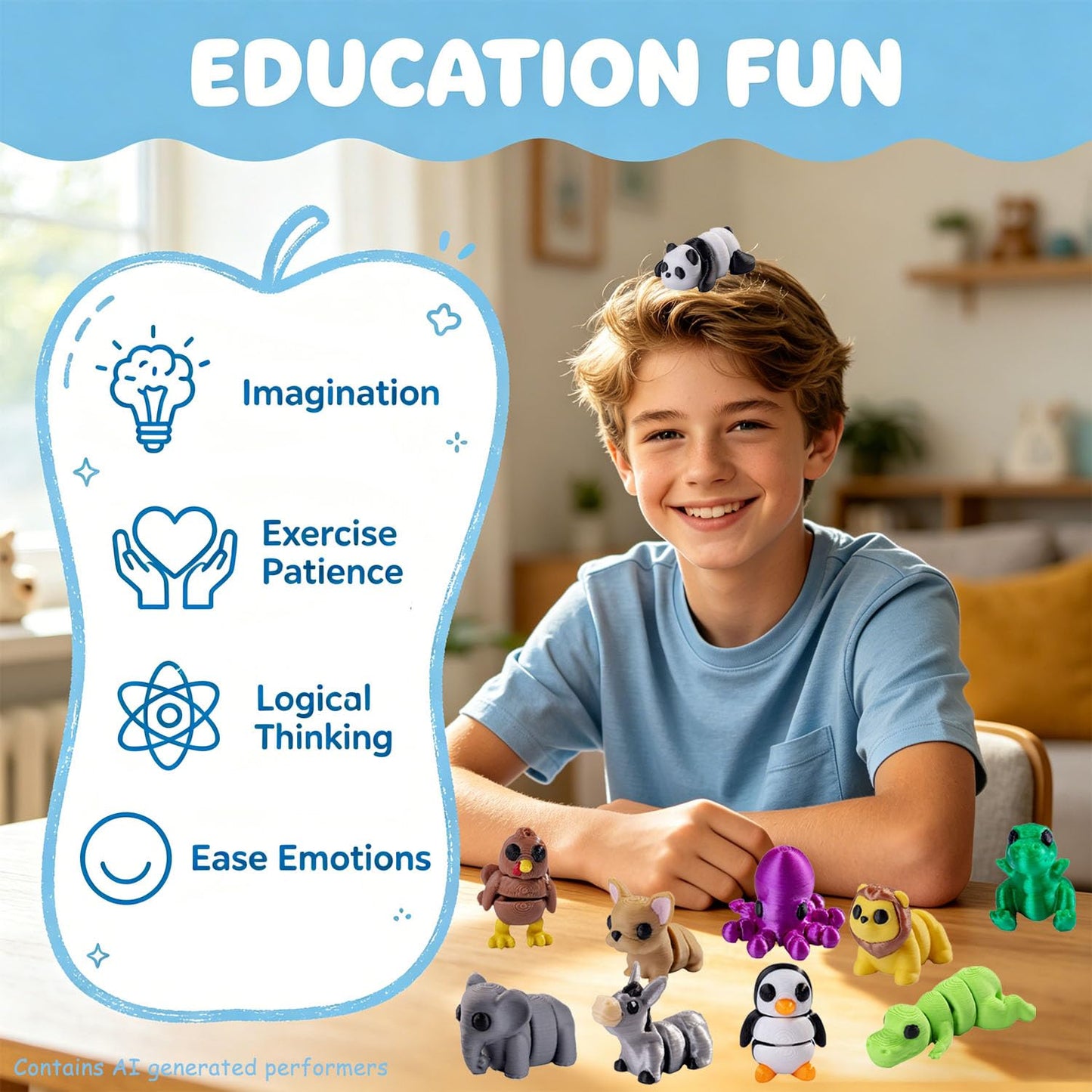 63Pcs Mini 3D Printed Articulated Animals Figurines Set - Surprise 3D Printed Animals Cute for Party Favors, Desk Decor, Classroom Prizes & Office
