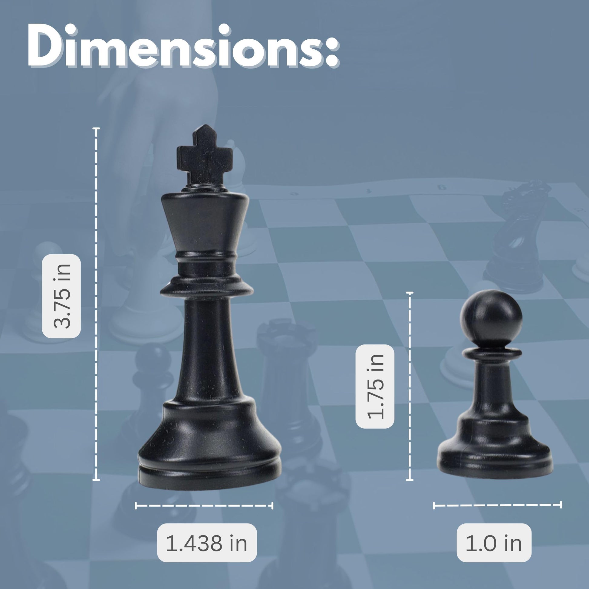 WE Games Plastic Staunton Tournament Chess Pieces in Black and Cream - 3.75 in King