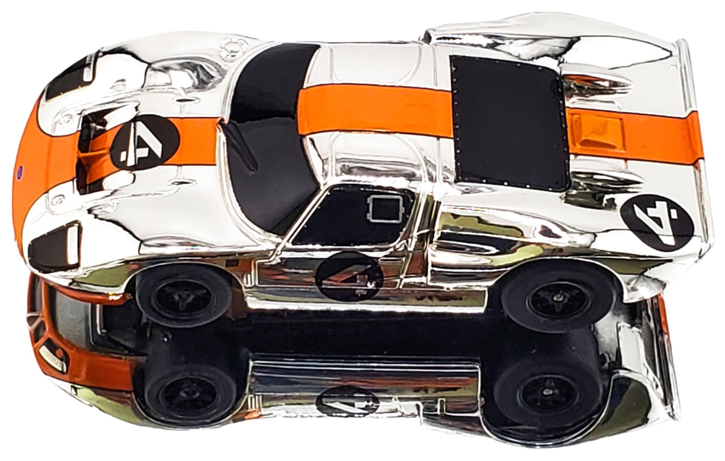 AFX Ford GT40 MKII #4 Mirror Chrome/Orange Edition Mega G+ Chassis HO Slot Car Exclusive