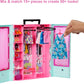 Barbie Closet Playset with 3 Outfits, 3 Pairs of Shoes, 2 Purses, Necklace and Sunglasses Accessories, 5 Hangars, Gift for 3 to 8 Years Old