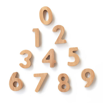 Wee Gallery Bamboo Numbers Set - Number Learning for Baby, Toddler, Preschool Age Kids - Interactive Wooden Numbers to Stimulate Early Development