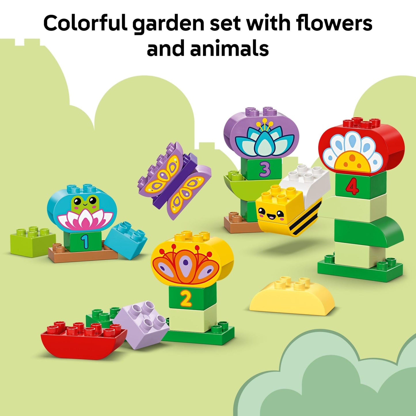 LEGO DUPLO Town Creative Garden & Flowers Building Toy Playset - Preschool Learning and Educational Flower Toy for Toddlers, Boys and Girls, Ages 2+