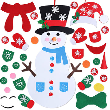 Max Fun Diy Felt Christmas Snowman Games Set with 58Pcs Crafts kit Wall Hanging Xmas Gifts for Christmas Winter Holiday Party Decorations (Snowman)