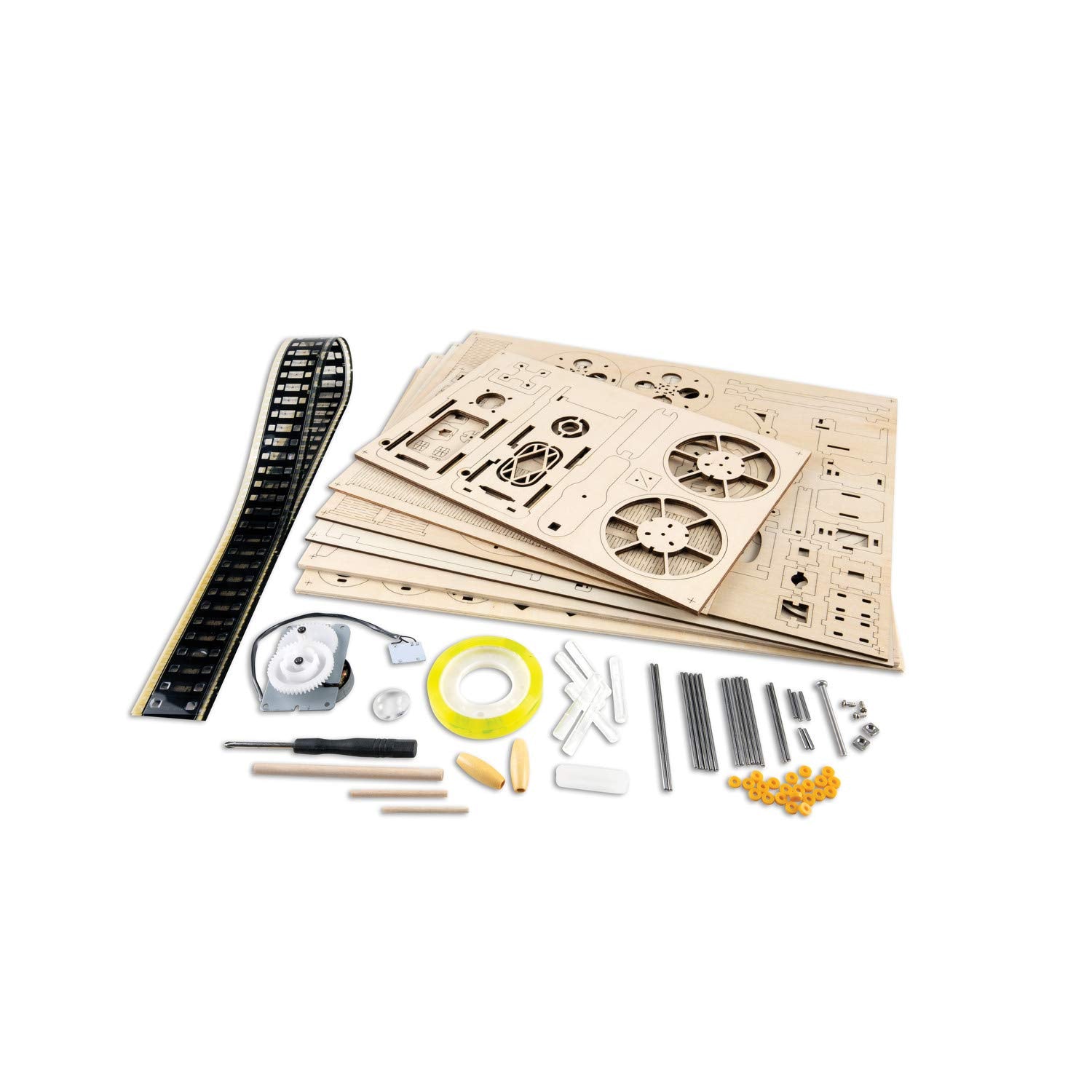 MindWare Gearjits Movie Projector - Wooden 3D Mechanical Model Kit for Adults and Teens, Build Your Own Working Projector