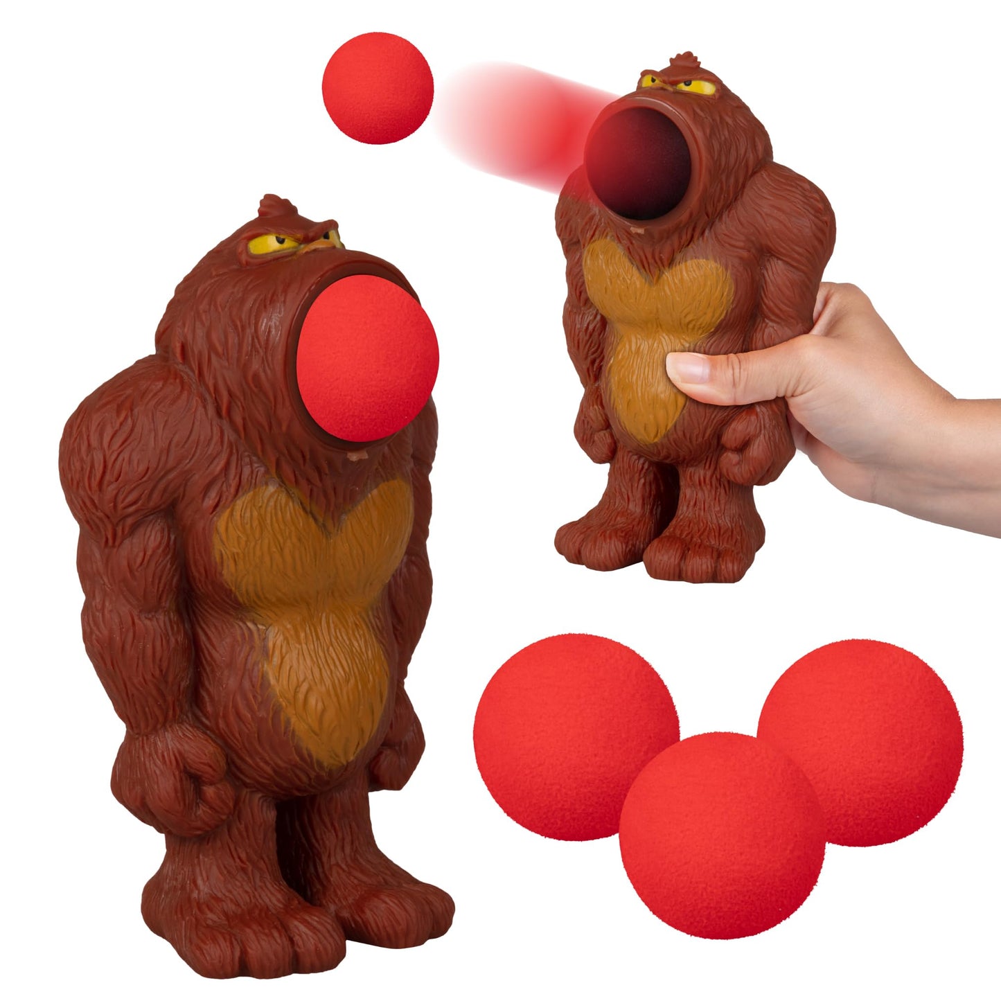Hog Wild Bigfoot Ball Popper Toy - Holiday Stocking Stuffer Includes 4 Soft Foam Balls - Squeeze to Pop Air Powered Balls Up to 20 Feet -