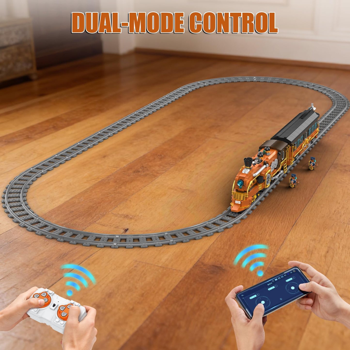 Mould King 12046 Train Building Set, 1954 PCS Remote & App Controlled Model Train Sets with Tracks, Steampunk Train Building Block Kits, Collectible