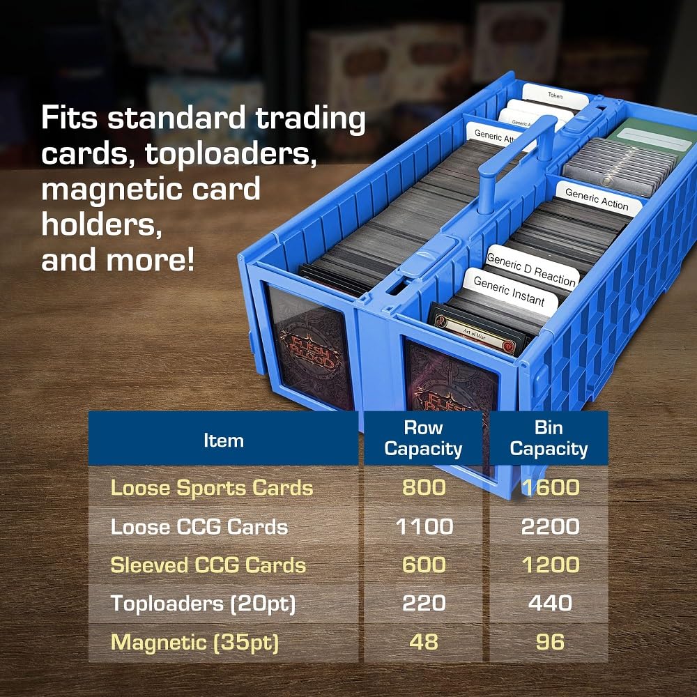 BCW Collectible Card Bin - (Single, Blue) | Holds up to 1600 Cards | Plastic Storage Box for Pokémon, MTG & Sports Cards