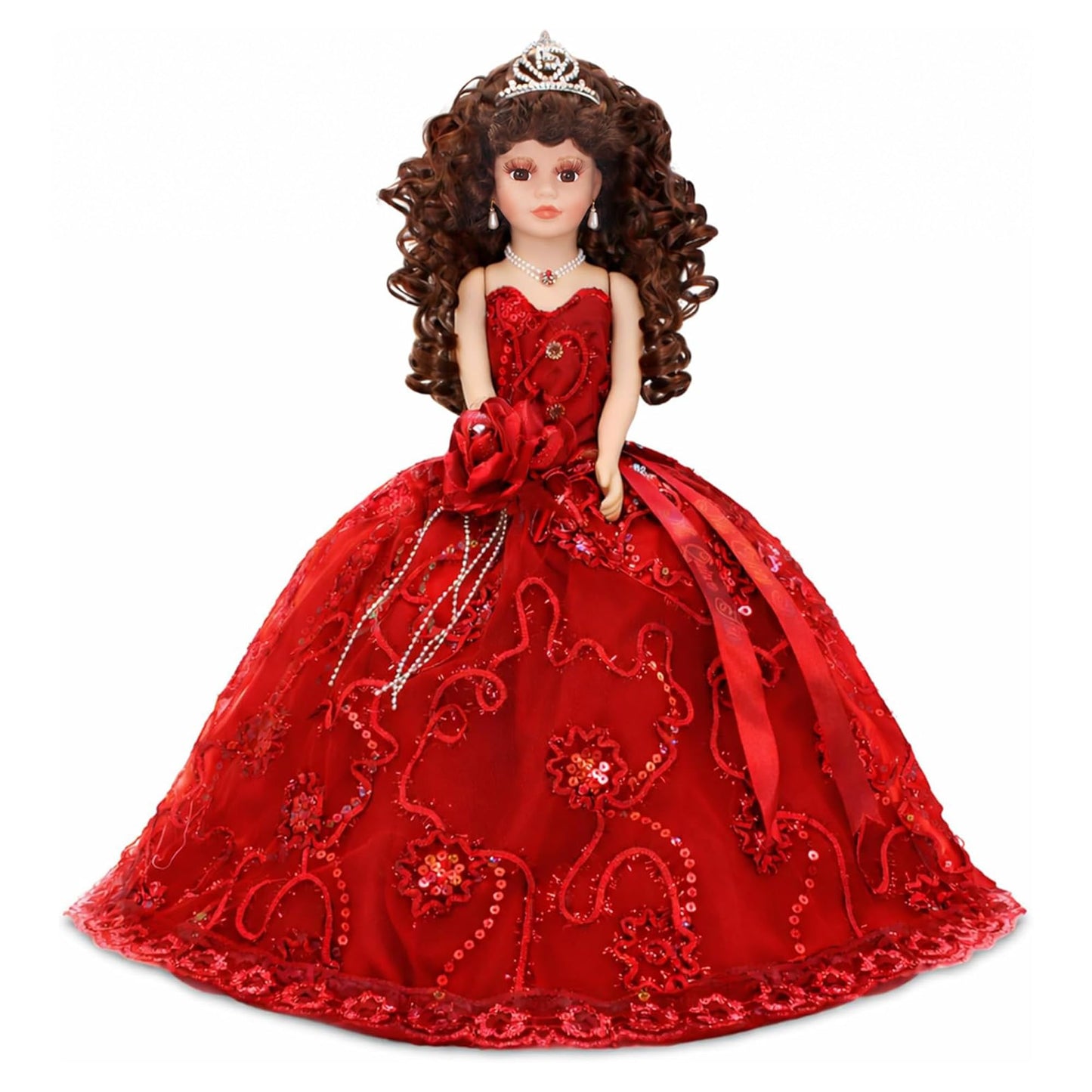 18” Quinceañera Last Doll with Umbrella Dress Stand - Última Muñeca Mis Quince Años Keepsake, Traditional Hispanic Mis 15 Doll, Ceremony & Table