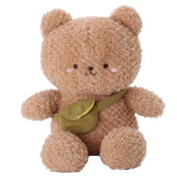 Linzy 10” Bear Stuffed Animal with Crossbody Bag, Soft Bear Plush Toy for First Day of School, Birthday, Christmas, Valentine’s Day & Holidays