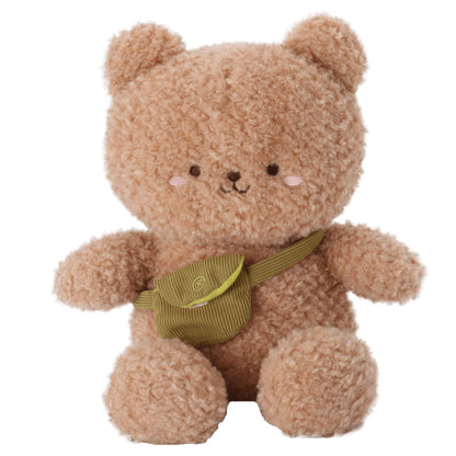Linzy 10” Bear Stuffed Animal with Crossbody Bag, Soft Bear Plush Toy for First Day of School, Birthday, Christmas, Valentine’s Day & Holidays
