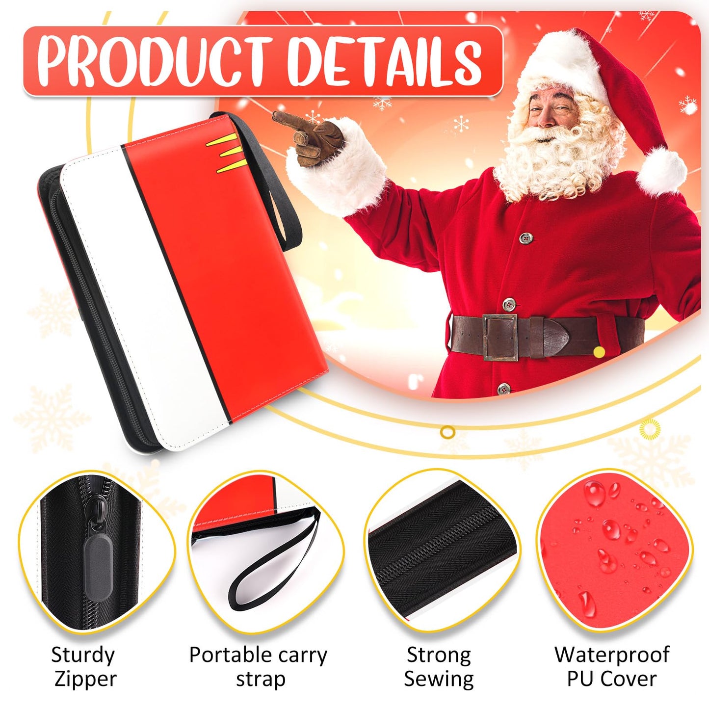 Card Binder 4 Pocket, Collectible Trading Card Albums Fits 400 Cards with 50 Removable Sleeves, Portable Trading Card Binder Collection Album Holder