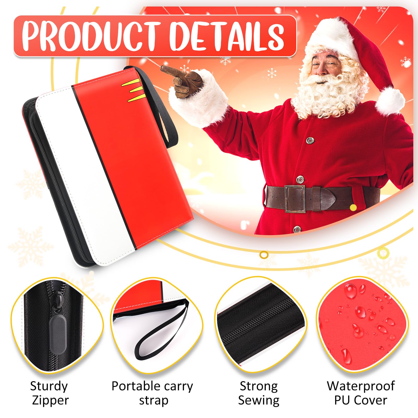 Card Binder 4 Pocket, Collectible Trading Card Albums Fits 400 Cards with 50 Removable Sleeves, Portable Trading Card Binder Collection Album Holder