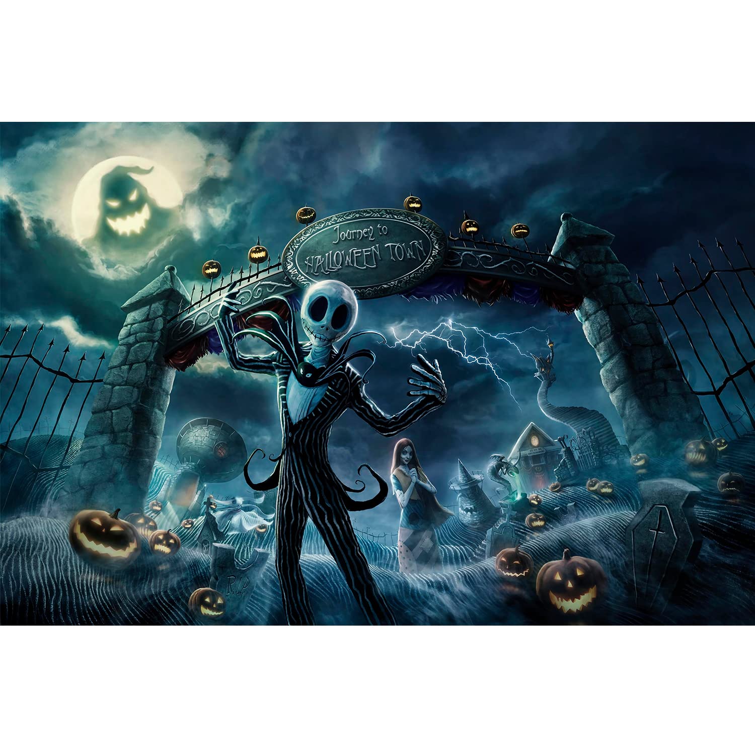 Buhoet Halloween Town 1000-Piece Wooden Jigsaw Puzzle