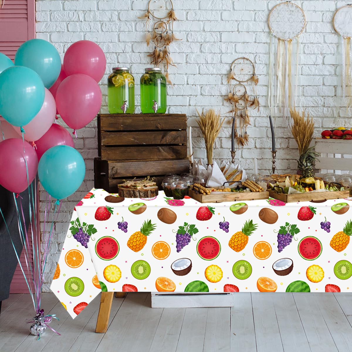 CMUSKO 3Pcs Fruit Tablecloths-Summer Fruit Theme Party Decorations Tutti Frutti Rectangular Plastic Table Covers for Hawaiian Party,Birthday,Baby