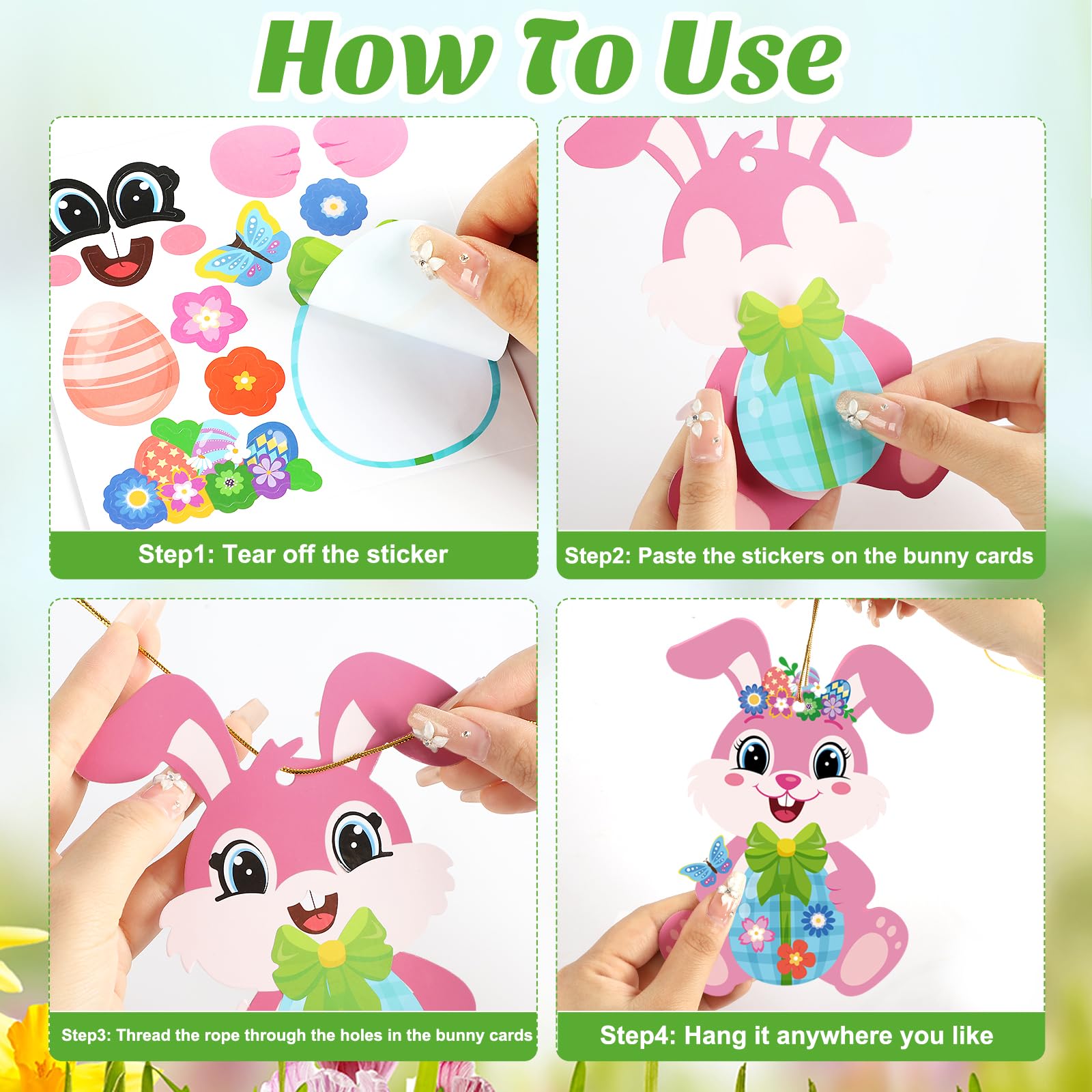 Sealmic Easter Bunny Craft Kit for Kids DIY Make Your Own Bunny Card Set Happy Easter Egg Bunny Sticker for Kids Decoration Holiday Celebration